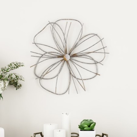 HASTINGS HOME Wall Decor Metallic Wire Layer Flower Sculpture Contemporary Hanging Accent Art for Home 767387RMZ